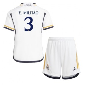 Real Madrid Eder Militao #3 Hjemmebanesæt Børn 2023-24 Kort ærmer (+ korte bukser)